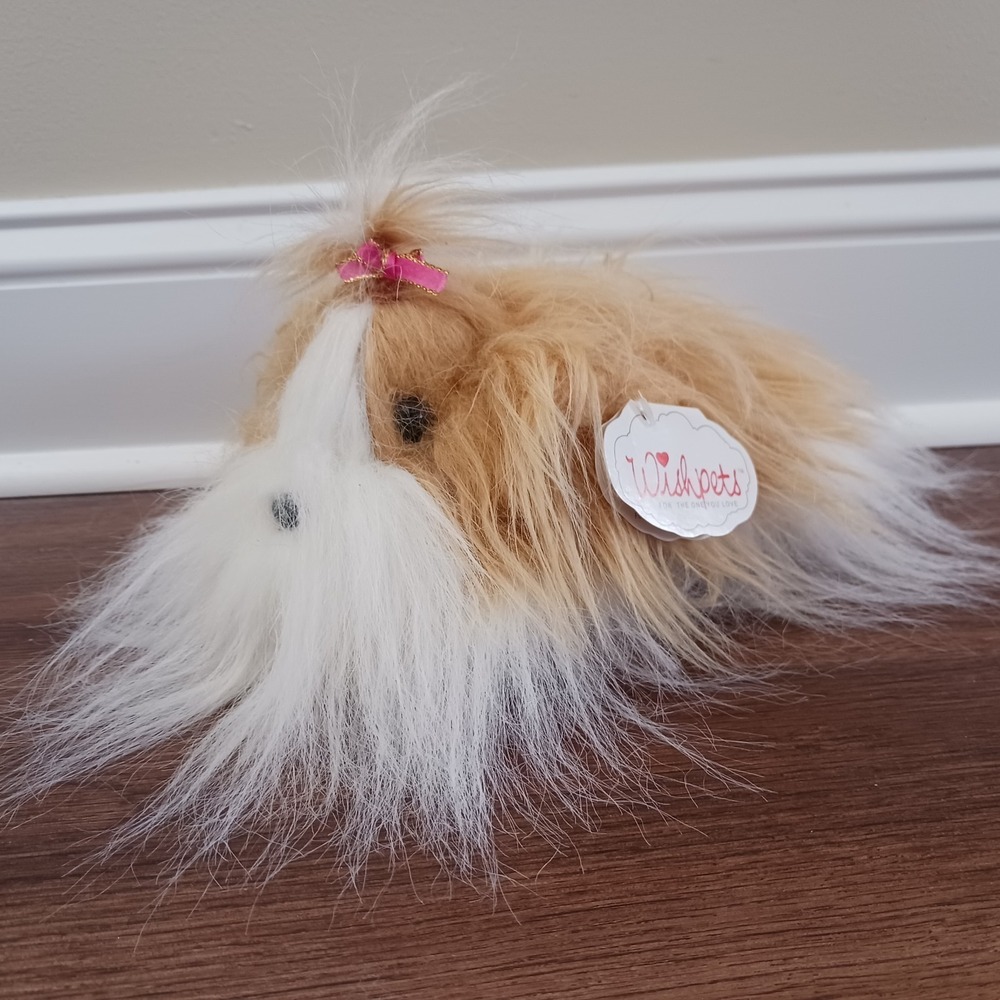 2005 Wishpets Twinkey Shih Tzu Fluffy Shaggy‎ Dog White Tan 21072